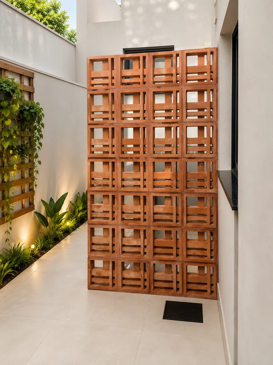 Elemento vazado, divisória externa, Concretto Studio
